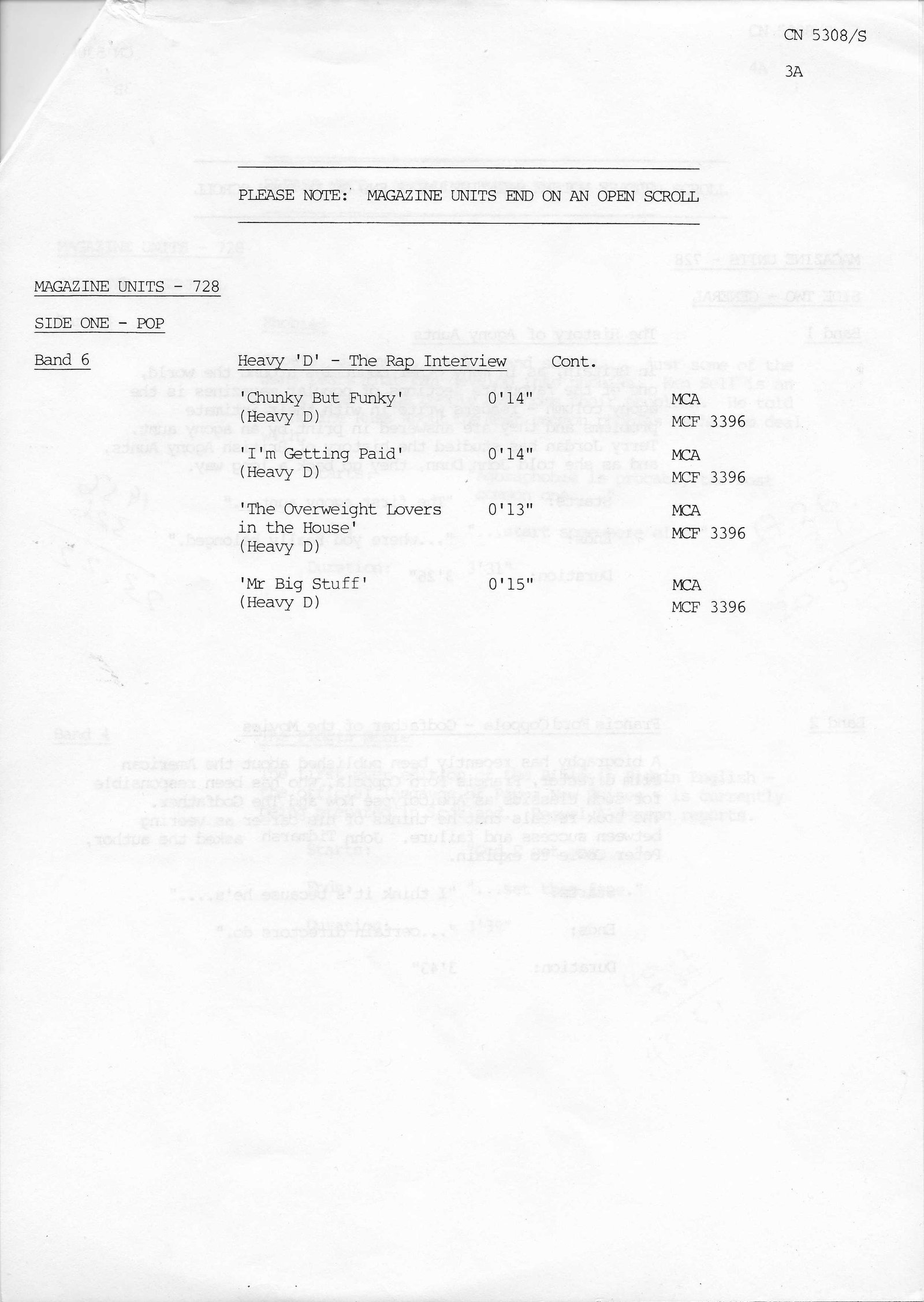 Inserts from CN 5308 S